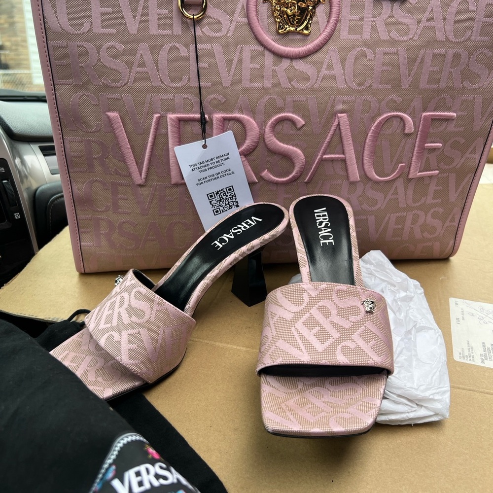 Versace Pink Logo Mules